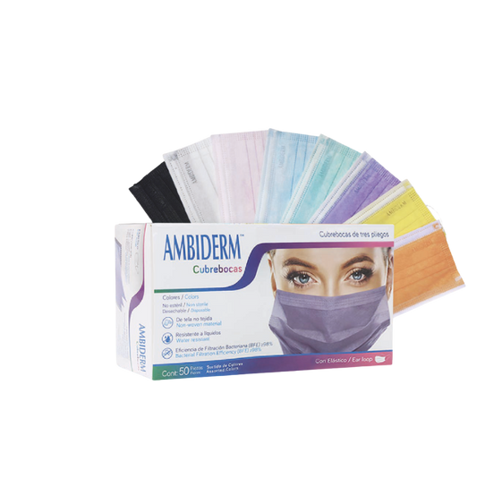 Cubrebocas Desechables (Colores Surtidos) Ambiderm